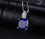 Blue Created Sapphire Pendant with 925 Sterling Silver Chain