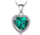 Heart Of Ocean Created Green Emerald Pendant with 925 Sterling Silver Chain